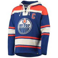 NHL Royal Wayne Gretzky Edmonton Oilers '47 Retired Player Name & Number Lacer Pullover Hoodie