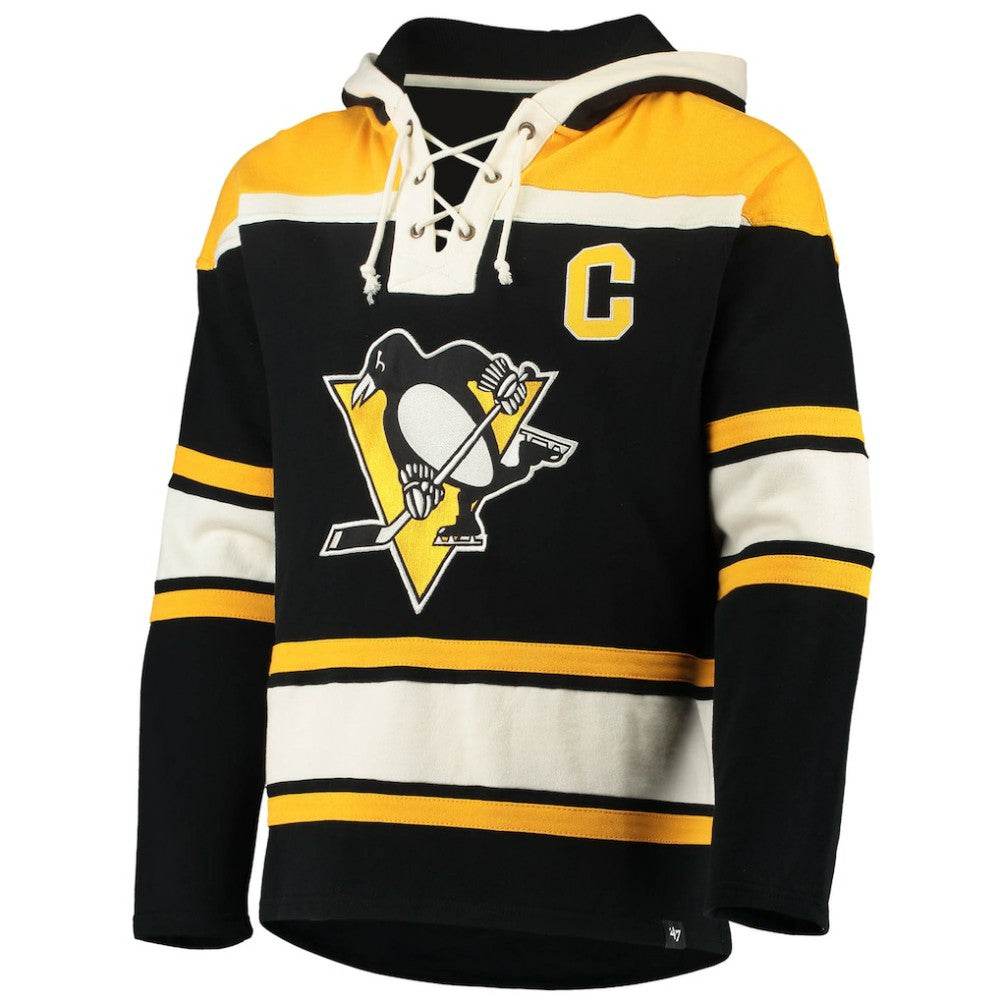 NHL Black Mario Lemieux Pittsburgh Penguins '47 Retired Player Name & Number Lacer Pullover Hoodie