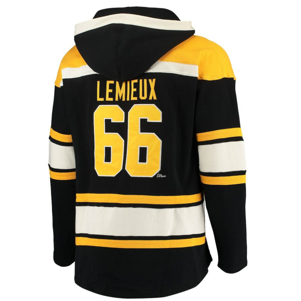 NHL Black Mario Lemieux Pittsburgh Penguins '47 Retired Player Name & Number Lacer Pullover Hoodie