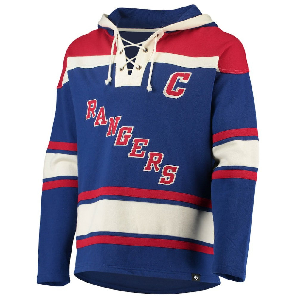 NHL Blue Wayne Gretzky New York Rangers '47 Retired Player Name & Number Lacer Pullover Hoodie