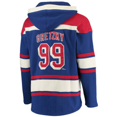 NHL Blue Wayne Gretzky New York Rangers '47 Retired Player Name & Number Lacer Pullover Hoodie