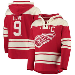 NHL Red Gordie Howe Detroit Red Wings '47 Retired Player Name & Number Lacer Pullover Hoodie