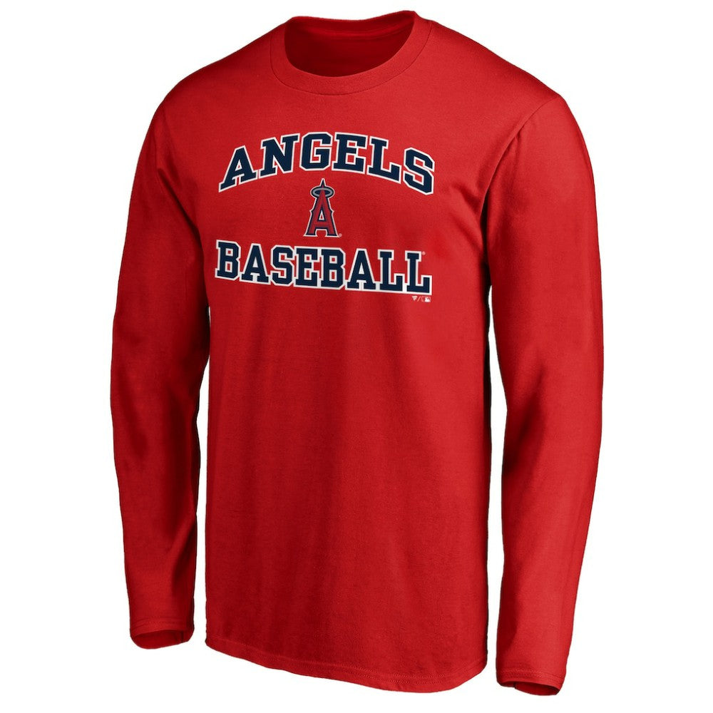 MLB Men's Red Los Angeles Angels Team Heart & Soul Long Sleeve T-Shirt
