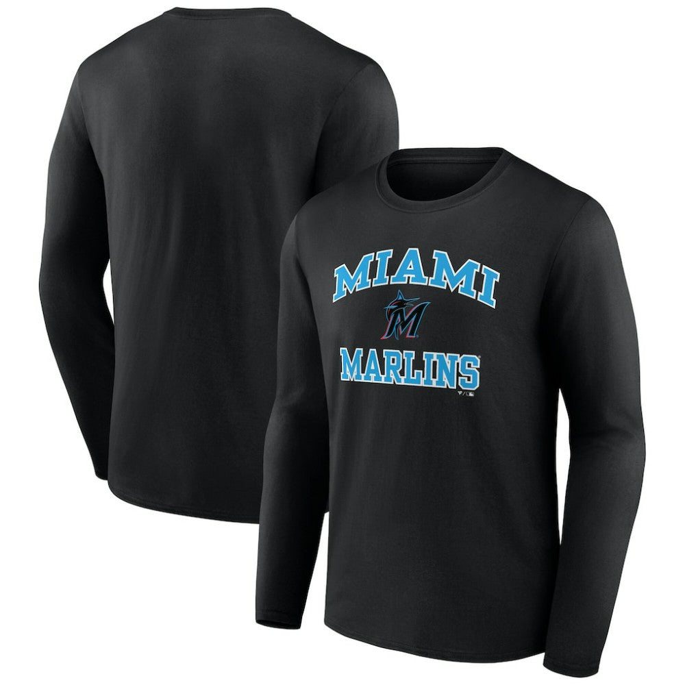 MLB Men's Black Miami Marlins Team Heart & Soul Long Sleeve T-Shirt