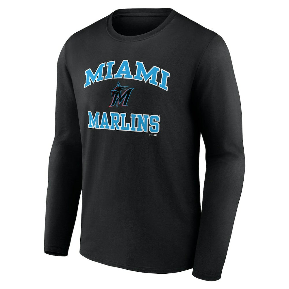 MLB Men's Black Miami Marlins Team Heart & Soul Long Sleeve T-Shirt