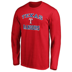 MLB Men's Red Texas Rangers Team Heart & Soul Long Sleeve T-Shirt
