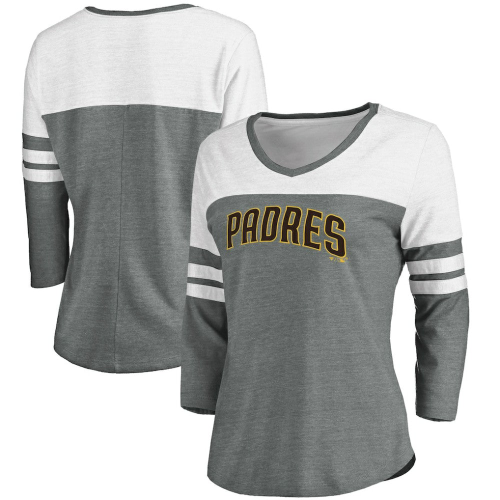MLB San Diego Padres Fanatics Women's Official Wordmark 3/4 Sleeve V-Neck T-Shirt