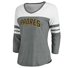 MLB San Diego Padres Fanatics Women's Official Wordmark 3/4 Sleeve V-Neck T-Shirt
