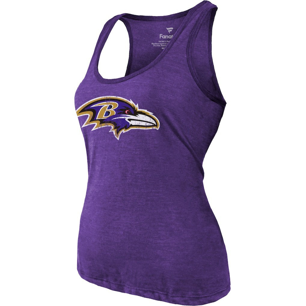 Lamar Jackson  Majestic Threads Women's Name & Number Tri-Blend Tank Top - Baltimore Ravens