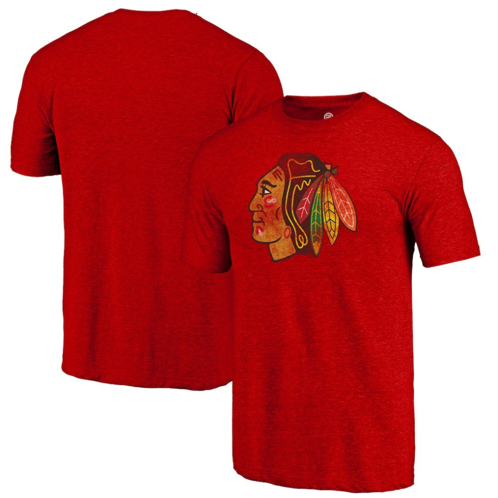 NHL Red Chicago Blackhawks Distressed Tri-Blend T-Shirt