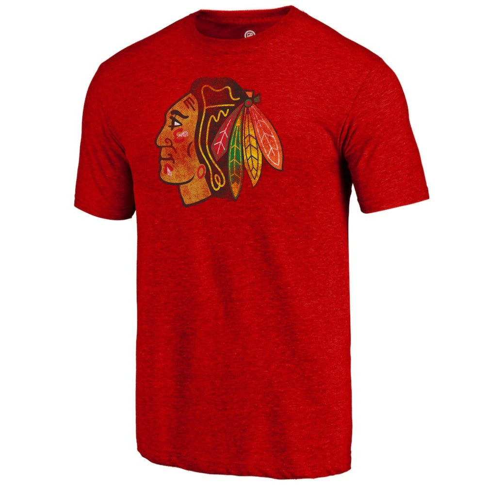 NHL Red Chicago Blackhawks Distressed Tri-Blend T-Shirt