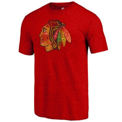 NHL Red Chicago Blackhawks Distressed Tri-Blend T-Shirt