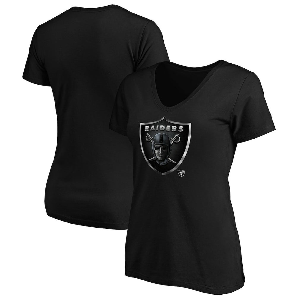 Women's Midnight Mascot Logo V-Neck T-Shirt - Las Vegas Raiders