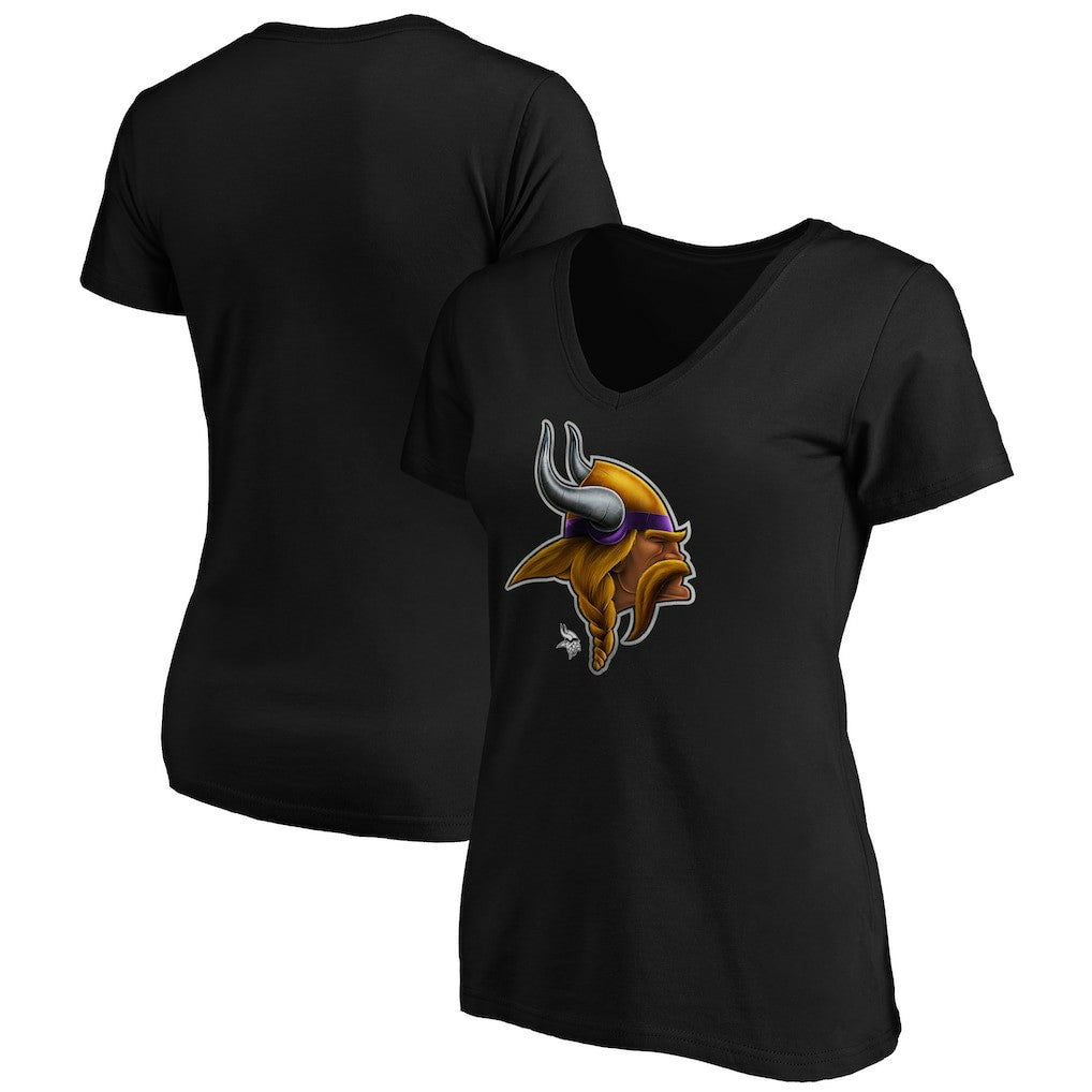 Women's Midnight Mascot Logo V-Neck T-Shirt - Minnesota Vikings