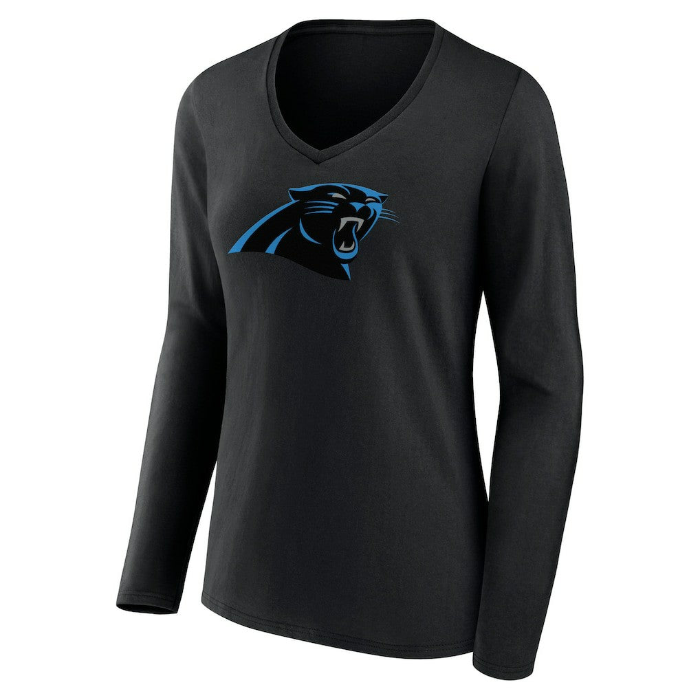 Women's Primary Team Logo Long Sleeve V-Neck T-Shirt - Carolina Panthers