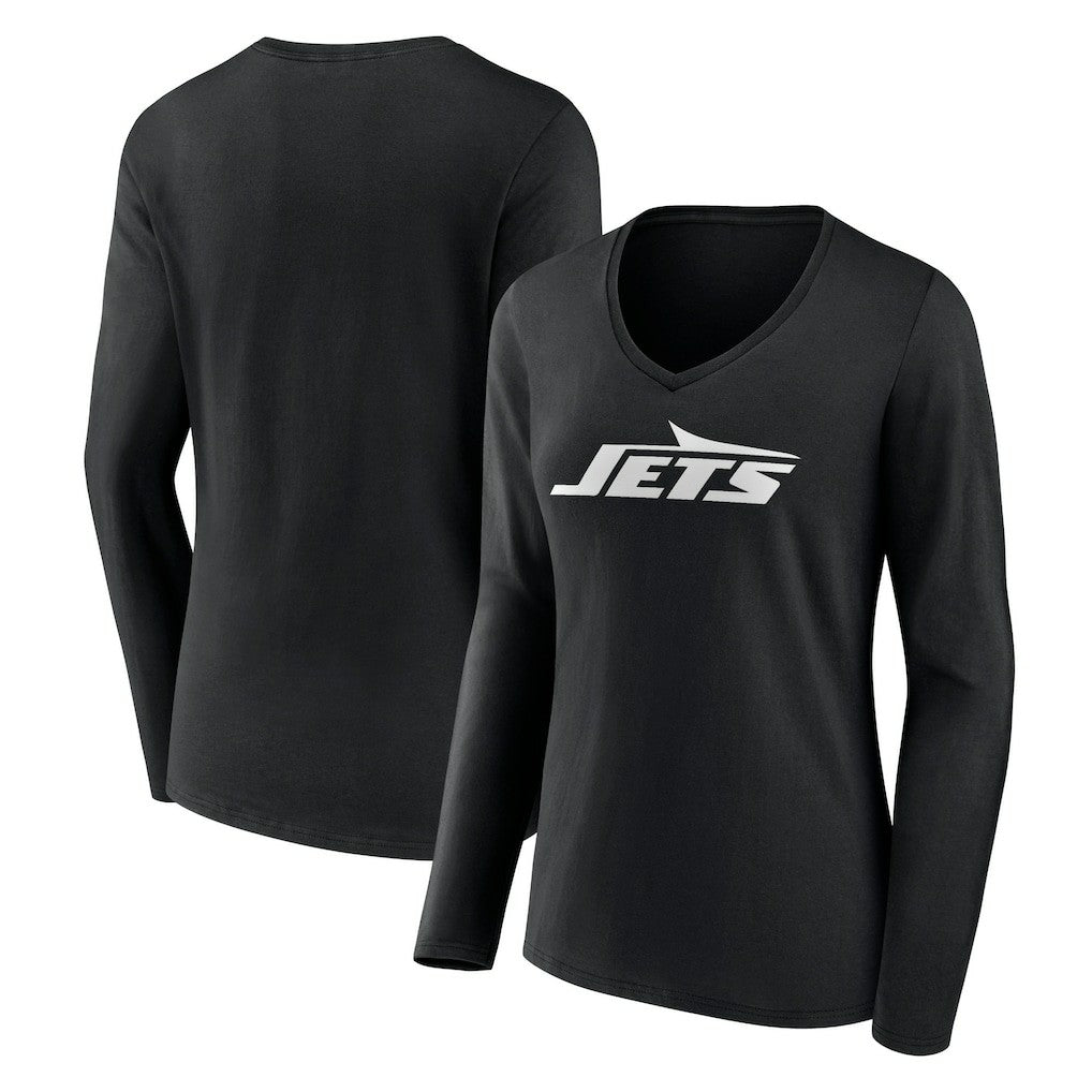 Women's Primary Team Logo Long Sleeve V-Neck T-Shirt - New York Jets