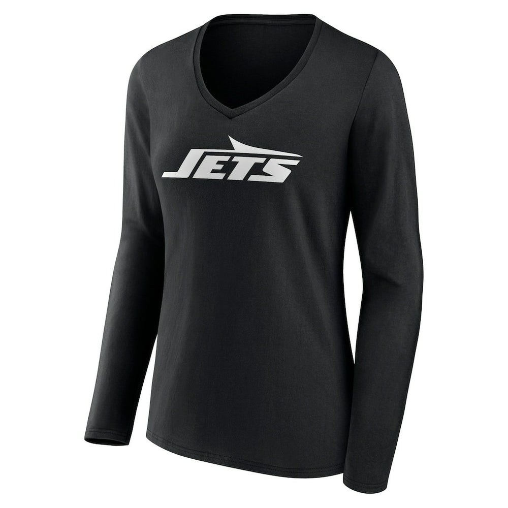 Women's Primary Team Logo Long Sleeve V-Neck T-Shirt - New York Jets