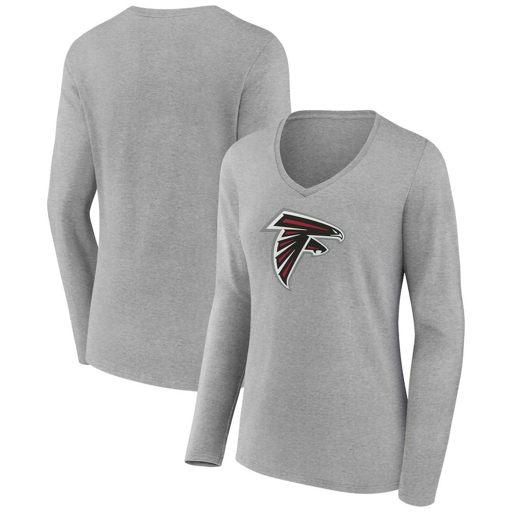 Women's Primary Team Logo Long Sleeve V-Neck T-Shirt - Atlanta Falcons