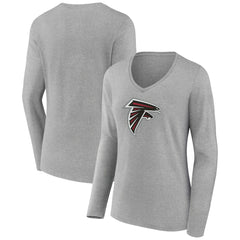 Women's Primary Team Logo Long Sleeve V-Neck T-Shirt - Atlanta Falcons