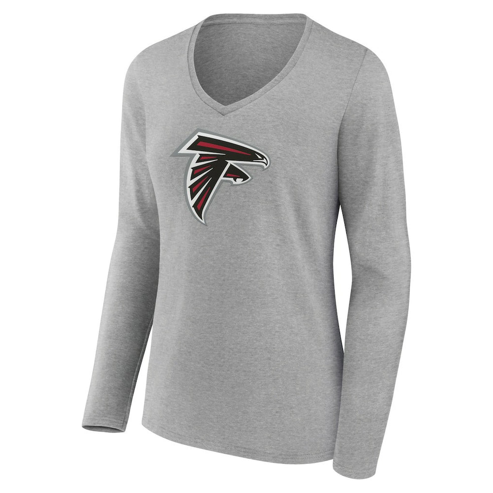 Women's Primary Team Logo Long Sleeve V-Neck T-Shirt - Atlanta Falcons