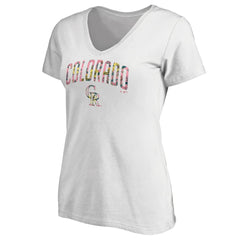 MLB Colorado Rockies Women's Floral Arched Logo V-Neck T-Shirt