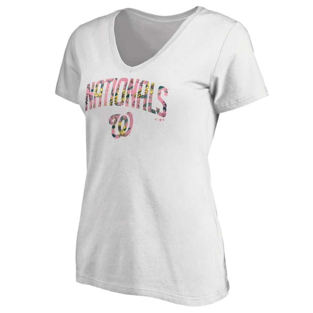 MLB Washington Nationals Women's Floral Arched Logo V-Neck T-Shirt