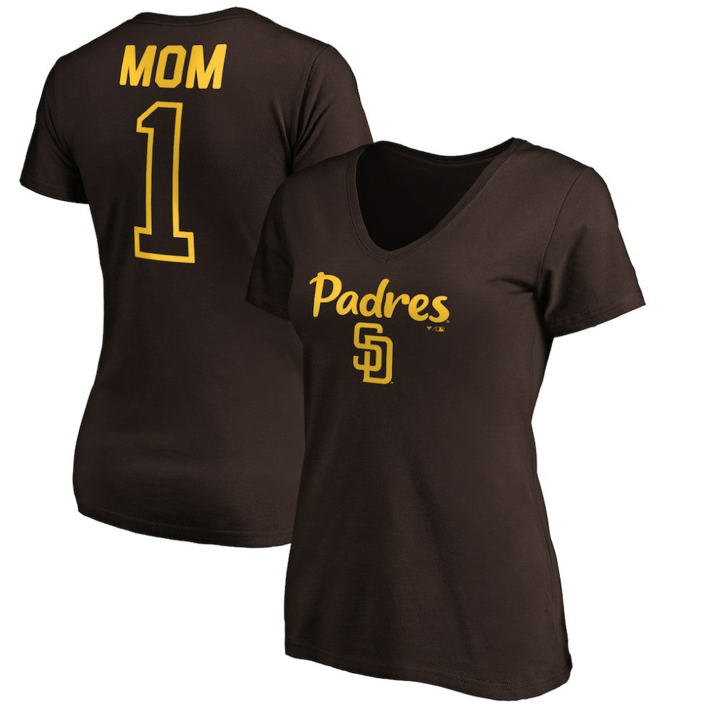MLB San Diego Padres Women's #1 Mom Logo V-Neck T-Shirt