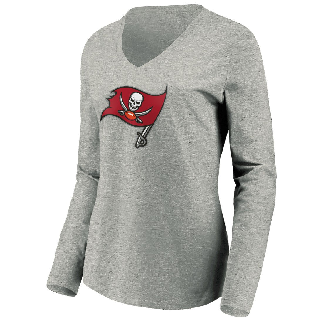 Women's Primary Logo Long Sleeve V-Neck T-Shirt - Tampa Bay Buccaneers