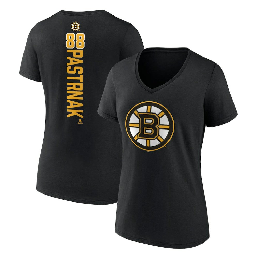 NHL Black David Pastrnak Boston Bruins Women's Playmaker V-Neck T-Shirt