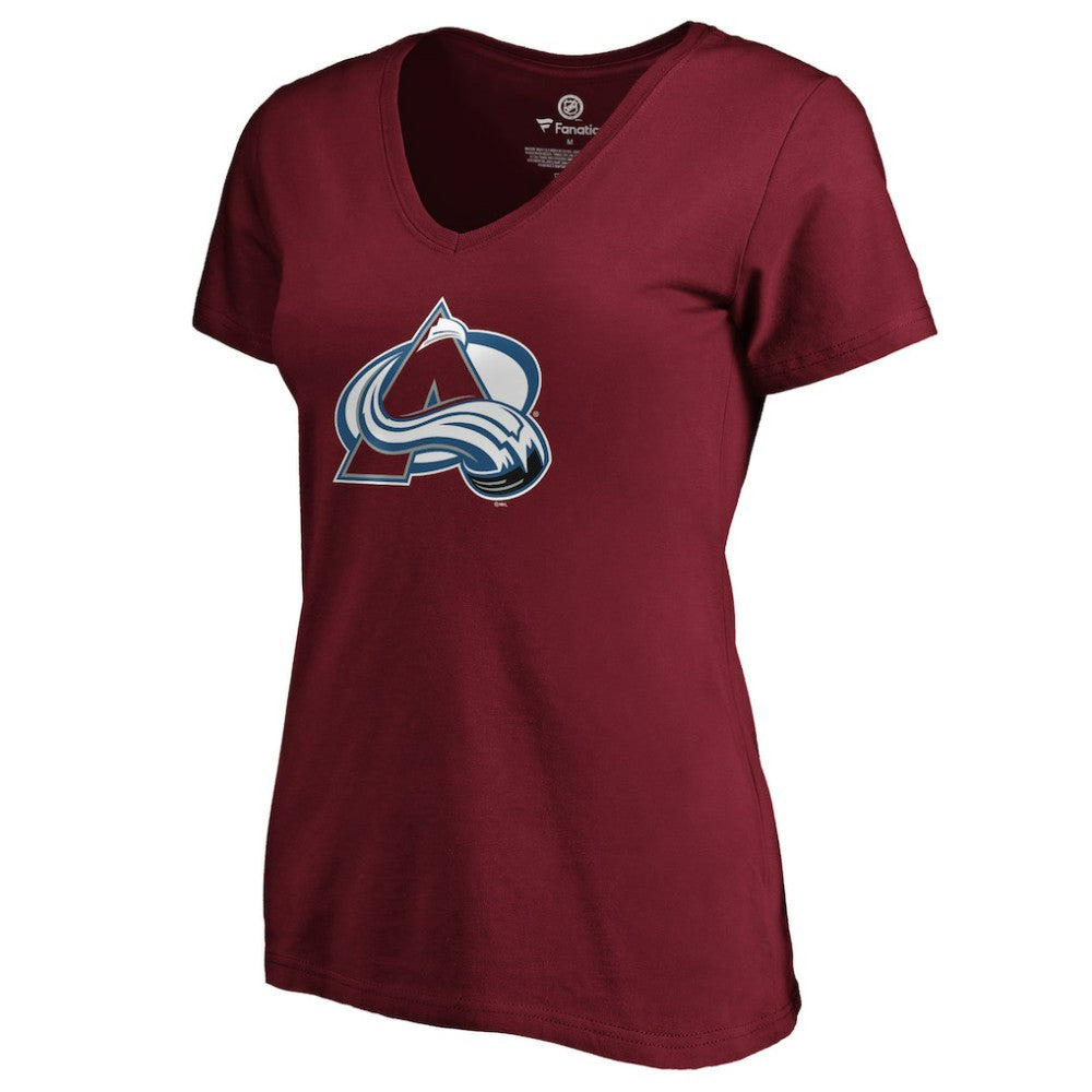 NHL Garnet Nathan MacKinnon Colorado Avalanche Women's Playmaker V-Neck T-Shirt