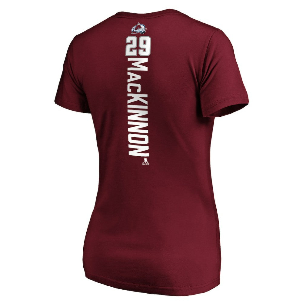 NHL Garnet Nathan MacKinnon Colorado Avalanche Women's Playmaker V-Neck T-Shirt