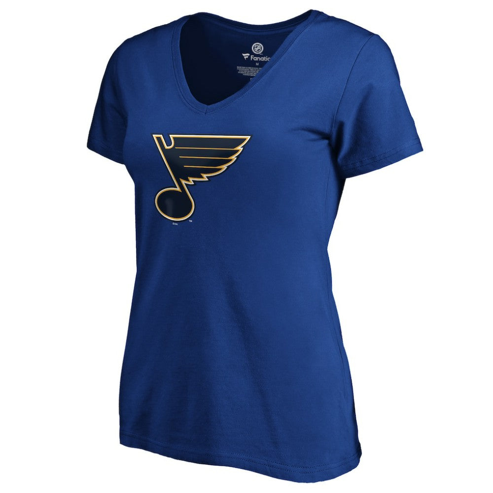 NHL Royal Jordan Binnington St. Louis Blues Women's Playmaker V-Neck T-Shirt