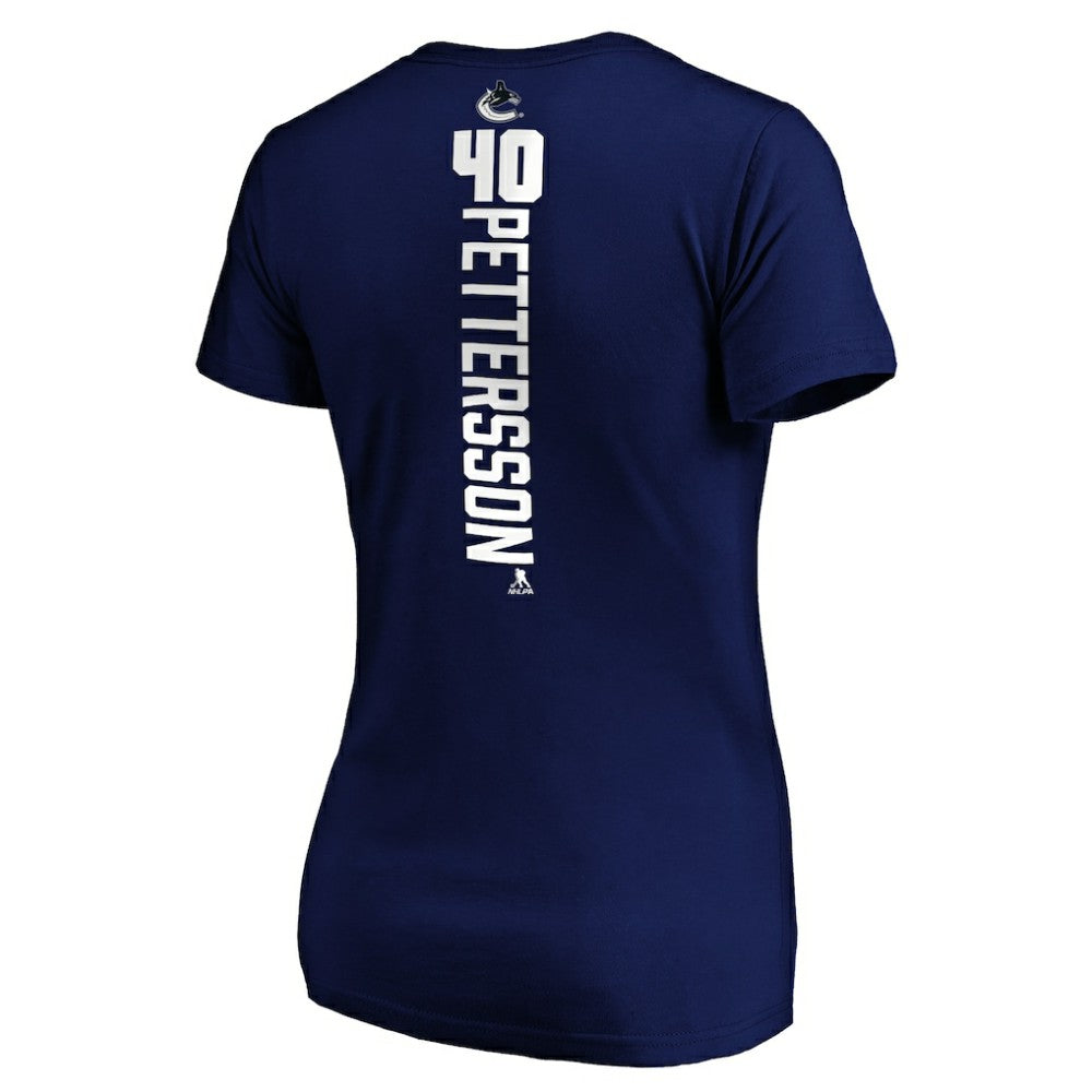 NHL Royal Elias Pettersson Vancouver Canucks Women's Playmaker V-Neck T-Shirt
