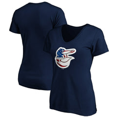 MLB Baltimore Orioles Logo Women's Banner Wave V-Neck T-Shirt