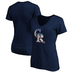 MLB Colorado Rockies Logo Women's Banner Wave V-Neck T-Shirt