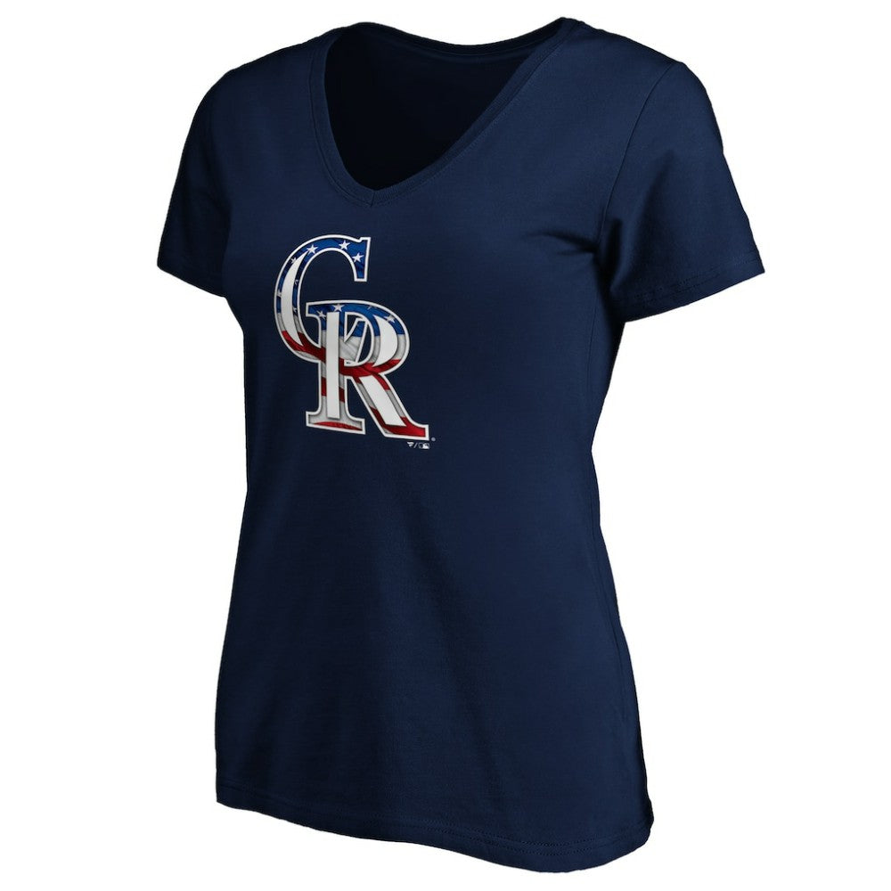 MLB Colorado Rockies Logo Women's Banner Wave V-Neck T-Shirt