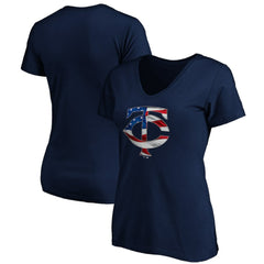 MLB Minnesota Twins Logo Women's Banner Wave V-Neck T-Shirt