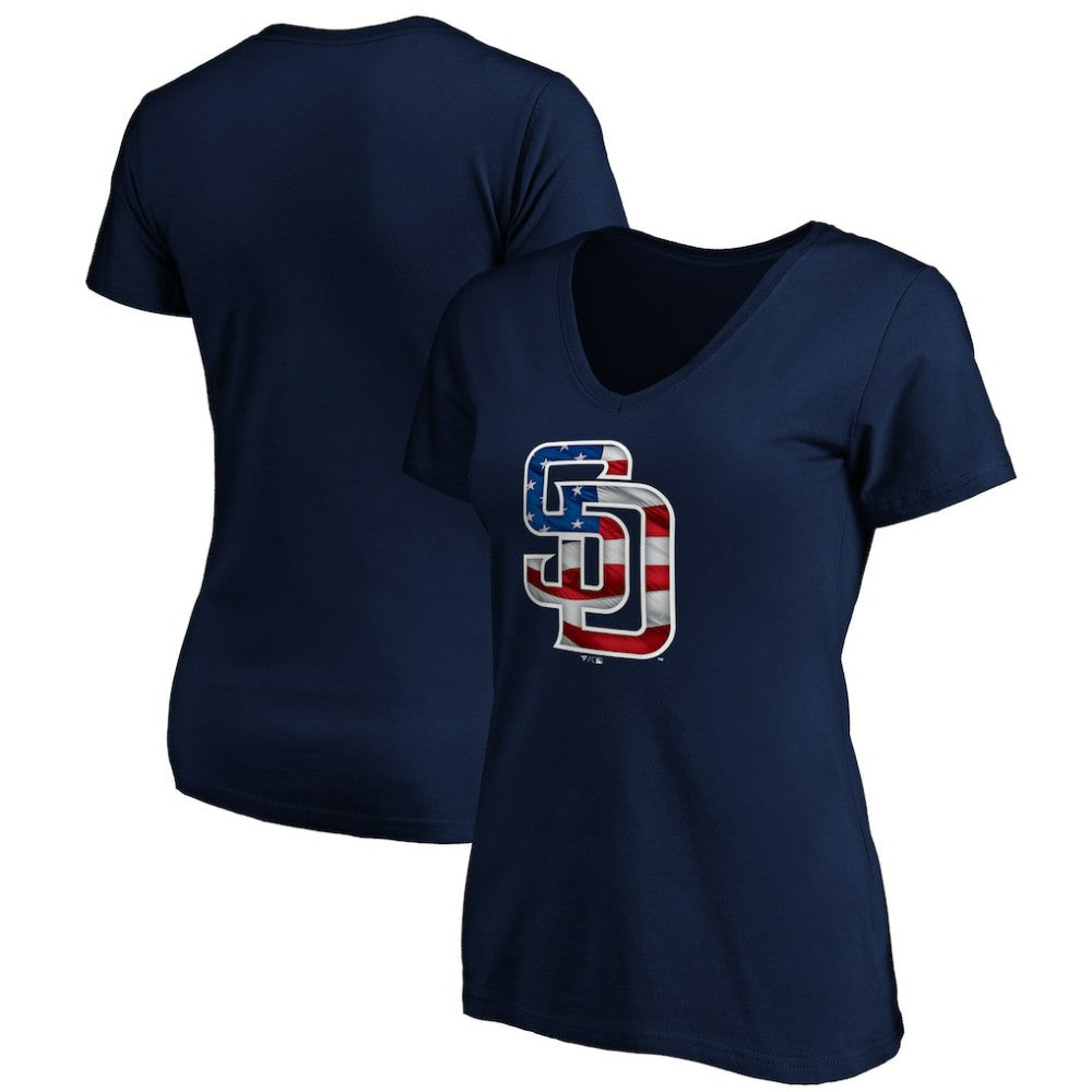 MLB San Diego Padres Logo Women's Banner Wave V-Neck T-Shirt