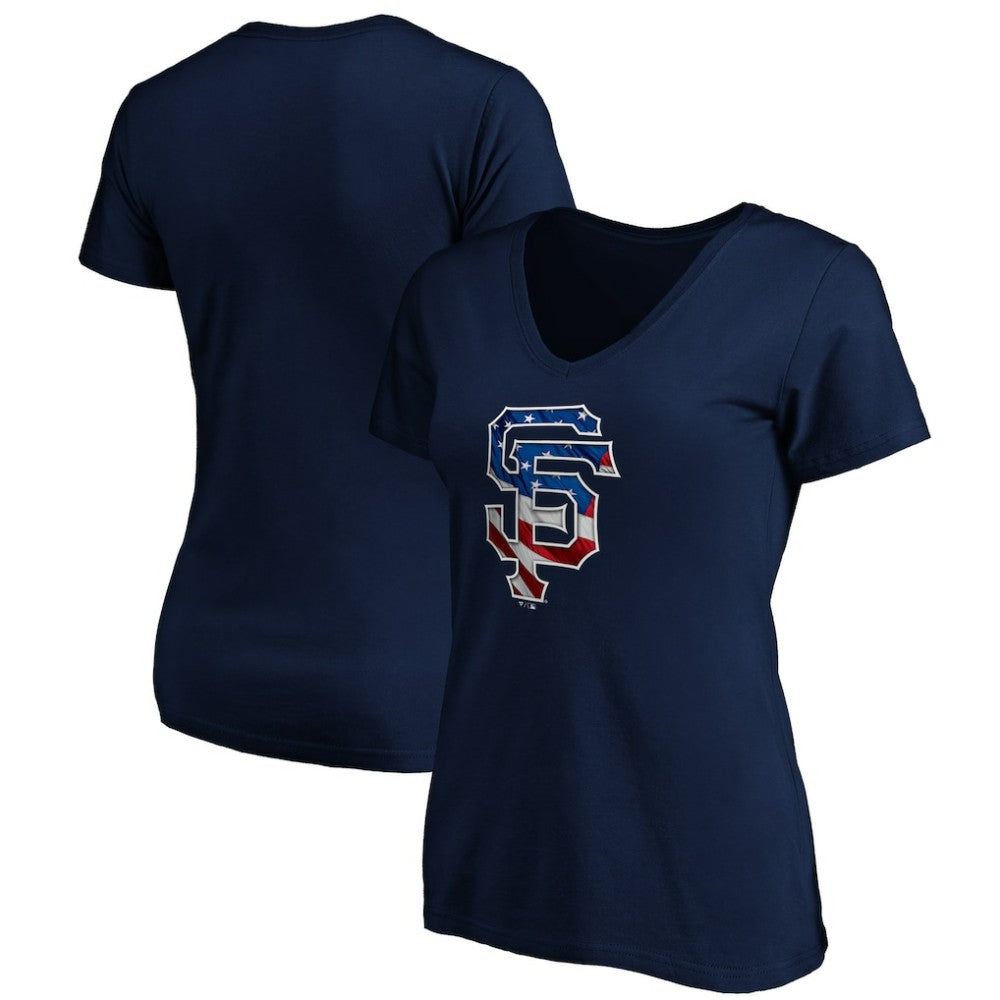 MLB San Francisco Giants Logo Women's Banner Wave V-Neck T-Shirt