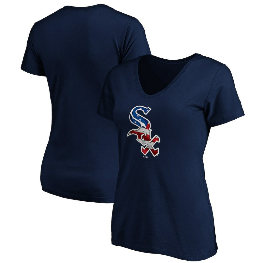 MLB Chicago White Sox Logo Women's Banner Wave V-Neck T-Shirt