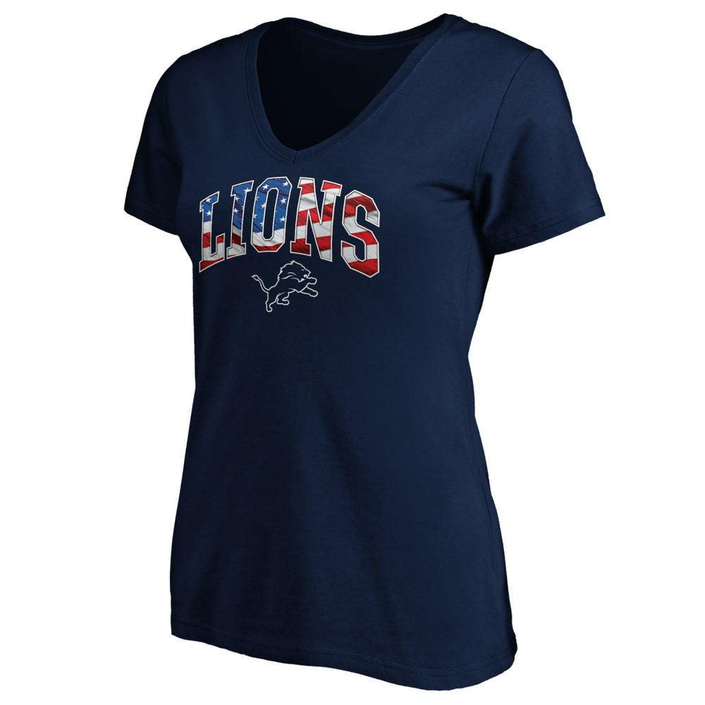 Logo Women's Banner Wave V-Neck T-Shirt - Detroit Lions