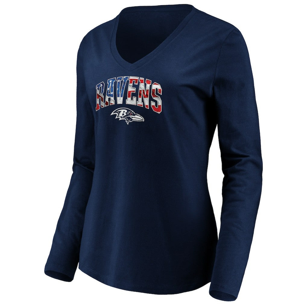 Women's Banner Wave V-Neck Long Sleeve T-Shirt - Baltimore Ravens