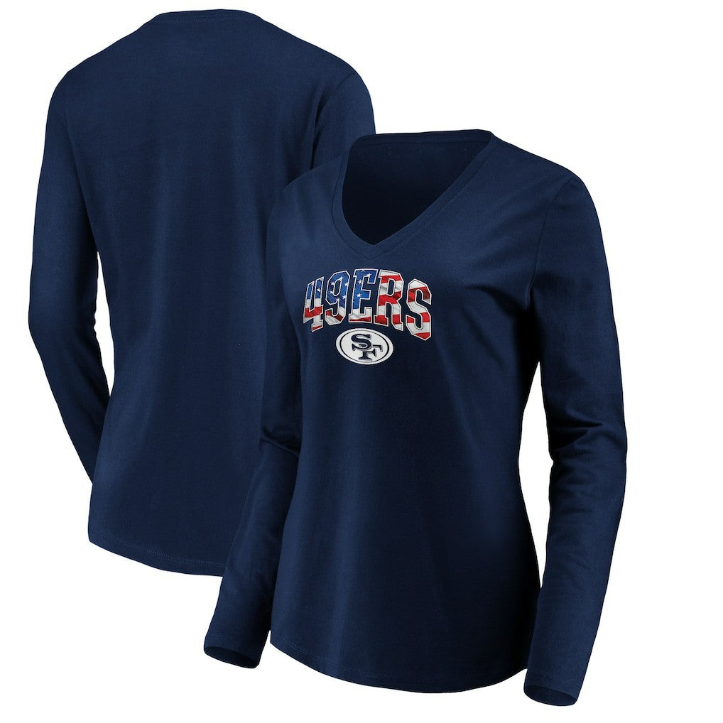 Women's Banner Wave V-Neck Long Sleeve T-Shirt - San Francisco 49ers