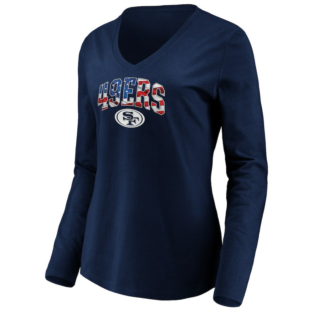 Women's Banner Wave V-Neck Long Sleeve T-Shirt - San Francisco 49ers