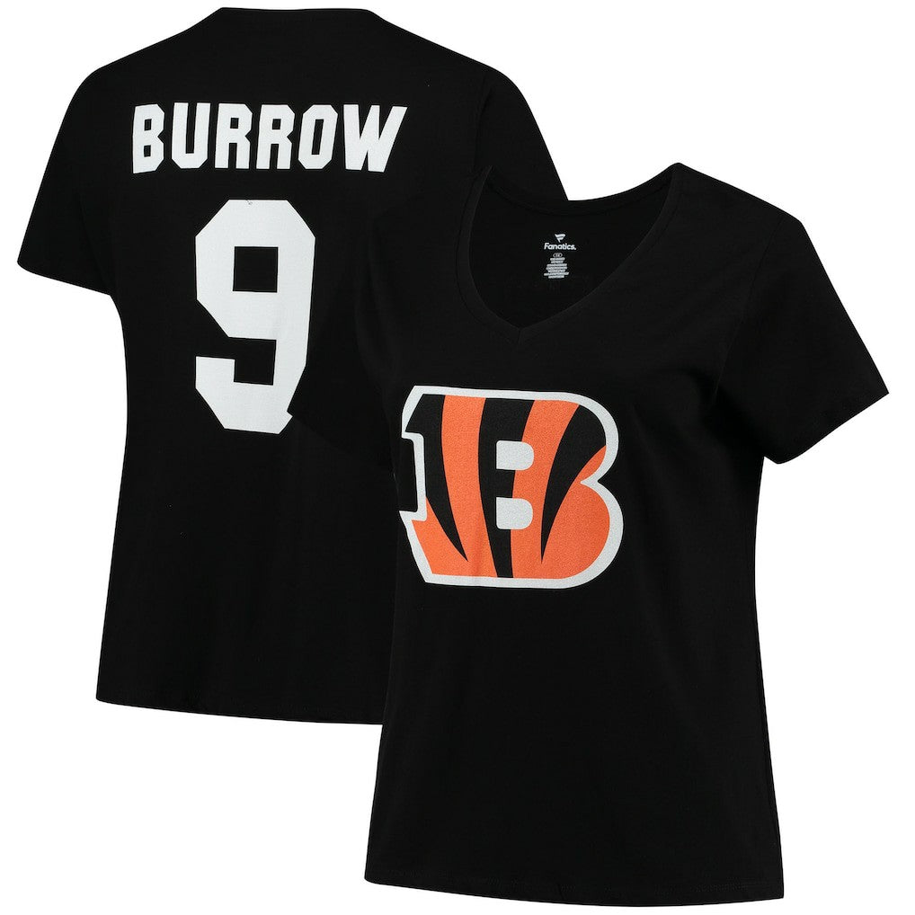 Joe Burrow  Women's Plus Size Name & Number V-Neck T-Shirt - Cincinnati Bengals