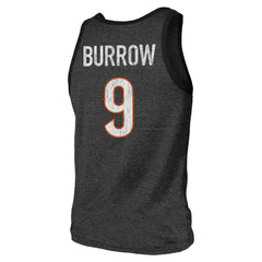 Joe Burrow  Majestic Threads Name & Number Tri-Blend Tank Top - Cincinnati Bengals