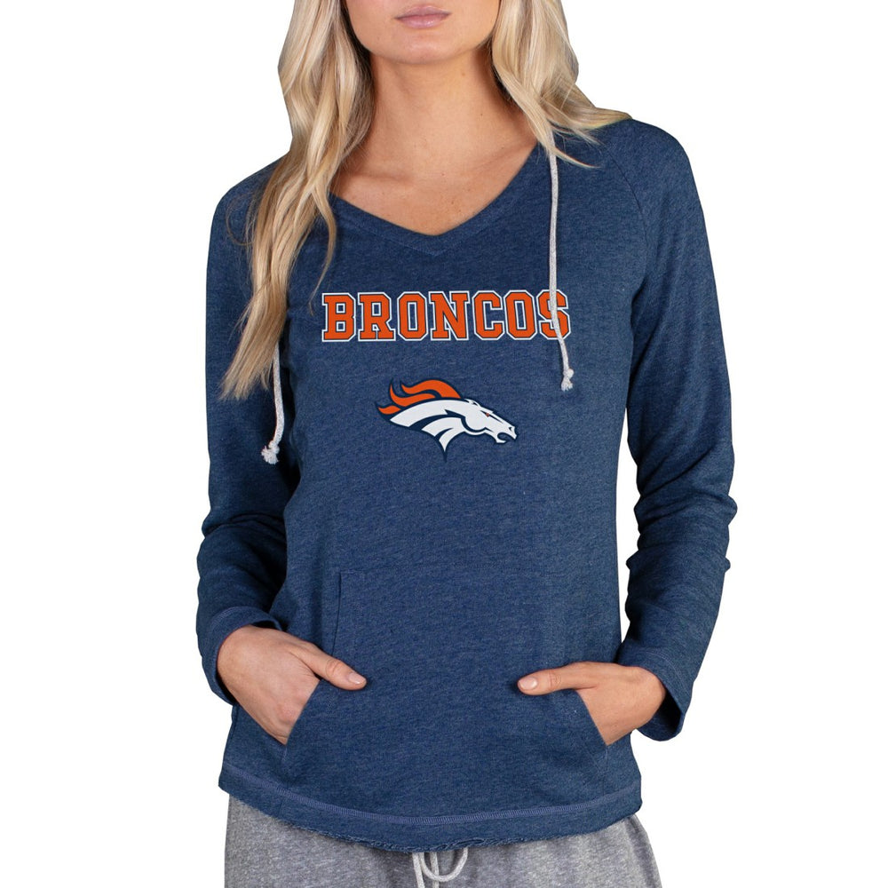 Concepts Sport Women's Mainstream Tri-Blend Raglan Hoodie V-Neck Top - Denver Broncos