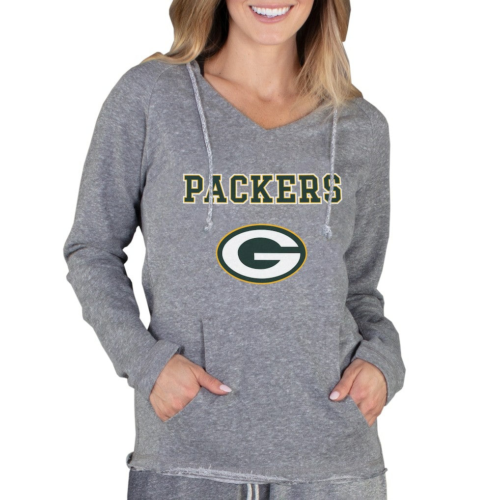 Concepts Sport Women's Mainstream Tri-Blend Raglan Hoodie V-Neck Top - Green Bay Packers