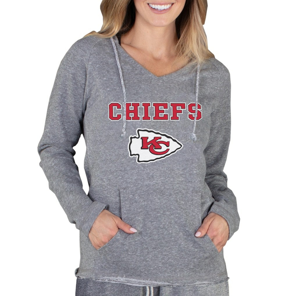Concepts Sport Women's Mainstream Tri-Blend Raglan Hoodie V-Neck Top - Kansas City Chiefs