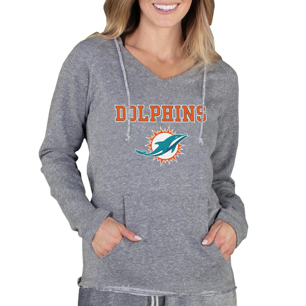 Concepts Sport Women's Mainstream Tri-Blend Raglan Hoodie V-Neck Top - Miami Dolphins